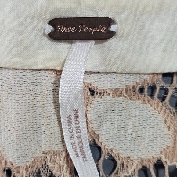 Free People Lace Mini Dress Beige XS Feminine Romantic Boho Chic Cottage core - Picture 4 of 14